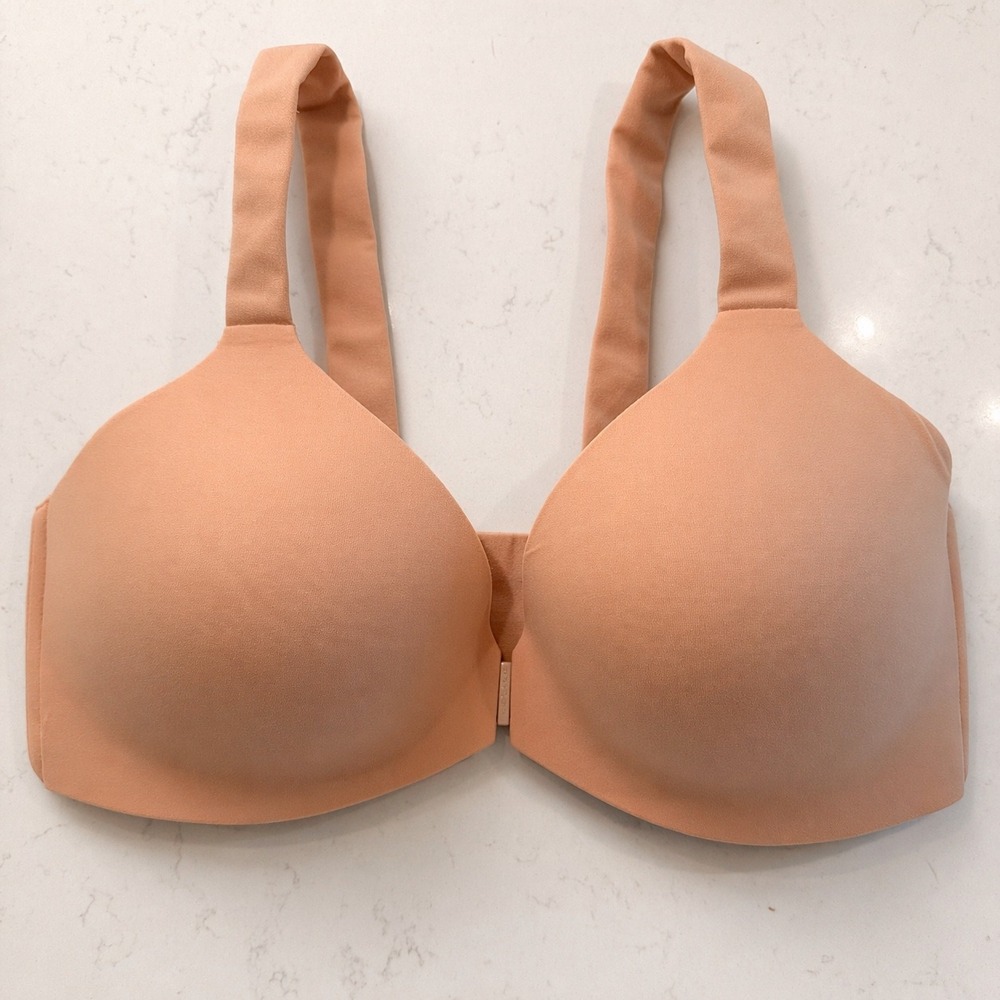 Spanx Bra-llelujah 36D Wireless Front Closure Lined Bra Nude Molded Cups Support
